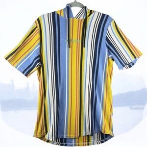 For the People 90s Vertical Striped Short Sleeve Hoodie Colorful New York L